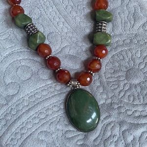 Carnelian & Jade 925 Chunky Bohemian Necklace